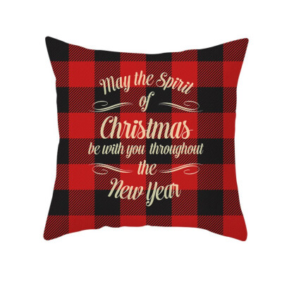 

177in Double-sided Decorative Christmas Theme Checked Throw Pillow Case Red Green Black Plaid Cushion Cover for Sofa Car Home