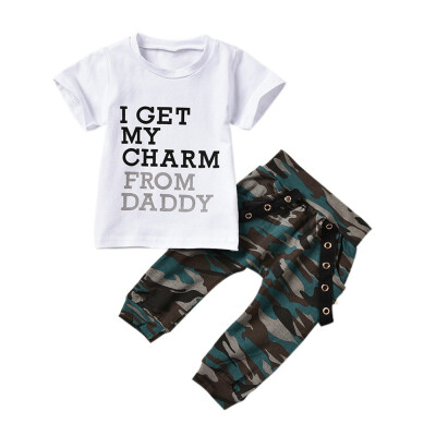 

Baby Boy Clothes Summer Baby Boy Letter Pattern Short Sleeve T-shirt Tops Trousers Pants Casual Outfits Set