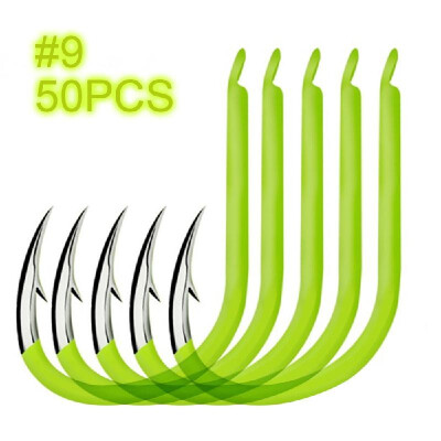 

50pcs Luminous Fishing Hooks Carbon Steel Glow In Night Fishing Hooks