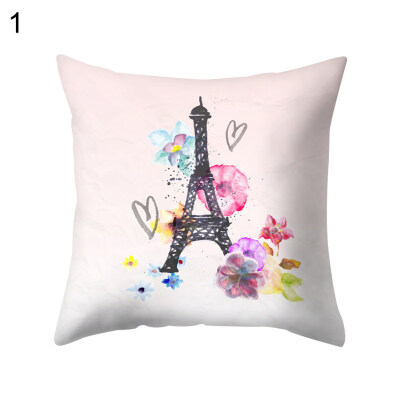 

Eiffel Tower Heart Leaf Flower Pillow Case Cushion Cover Sofa Bed Car Cafe Decor