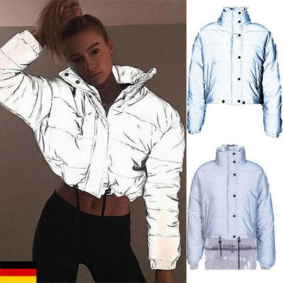 

Frauen dicke reflektierende Thermojacke warme Jacke Mantel kurze Tops DE