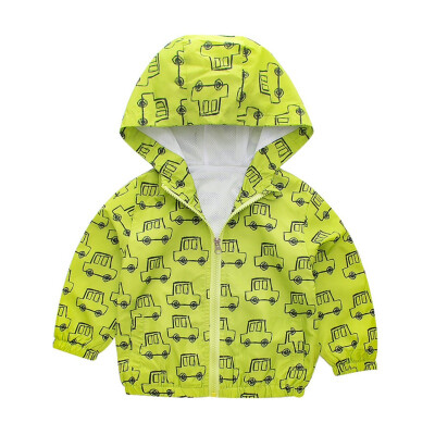 

Spring Autumn Infant Baby Boy Girl Polyester Long Sleeve Hoodie Outerwear Casual Cartoon Car Pattern Comfortable Sweatshirt Coat