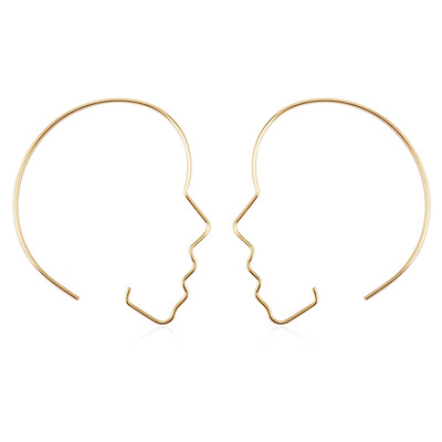 

Face Cutout Drop Earrings Sexy Ear Studs Gold Party Funky Dangle