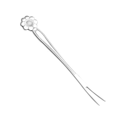 

Toponeto Silver Flower Stainless Steel Fruit Fork Two Tooth Dessert Fork Home Kitchen