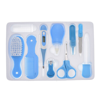 

Popular 10 Pcs Baby Kids Nail Hair Health Care Thermometer Grooming Brush Nasal Aspirator Feeder Tool Kit