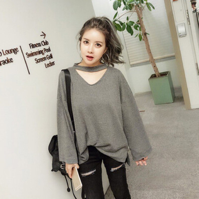 

Women New Spring And Summer Backless Deep V-Neck Solid Color Streetwear Female Long Sleeved T Shirt 2 Colors
