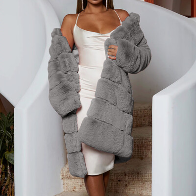 

Toponeto Women Plus Size Short Faux Coat Warm Furry FauxLong Jacket Long Sleeve Outerwear