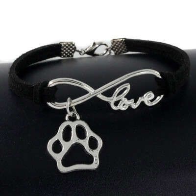 

New Fashion Charm Women Men Jewelry Pet Dog Lover Cat Animal Bear Paw Bracelet Infinity Love DIY Handmade Bracelet Gifts