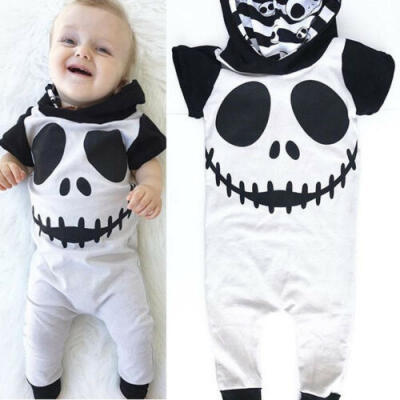 

UK Newborn Baby Boy Halloween Imp Clothes Hooded Romper Jumpsuit Bodysuit Outfit