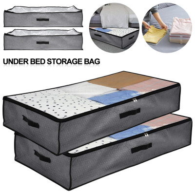 

2PCS Portable Cloths Quilt Organizer Pouch Holder Blanket Pillow Under Bed Storage Bag Box