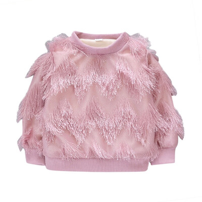

Toddler Infant Baby Girls Thicken Tops Autumn Winter Long Sleeve Tassel Kids Clothes Girls Sweatshirts 1-4Y