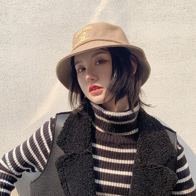 

Fishermans hat basin cap autumn-winter Korean version of Dome-top woolen hat