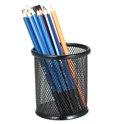 

35" Round Pen&Pencil Holder Metal Mesh Office Desk Pen Organizer Medium Sized Black Pen Cup