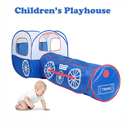 

YIWULA Folding Children Kids Playhouse Blue Train Tent Tunnel InOutdoor Boys Girls