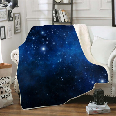 

Starry Sky Nightscape Double-Sided Super Soft Sherpa Fleece Throw Blanket For Home Sofa Bed Travelling Camping Blanket Boys