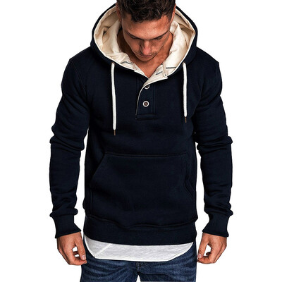 

Toponeto Mens Autumn Spring Solid Color Long Sleeve Hoodies Sweatershirt Tops Shirt