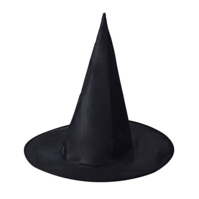 

Black Oxford Cloth Pointed Hat Cosplay Props Party Supplies Unisex Magic Halloween Witch Hat