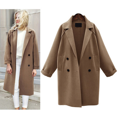 

Toponeto Large Size Womens Wool Coat Womens Long Windbreaker Woolen Coat