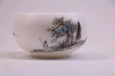 

Xinjiang suet white jade hand-painted custom white porcelain kung fu teacup tea set