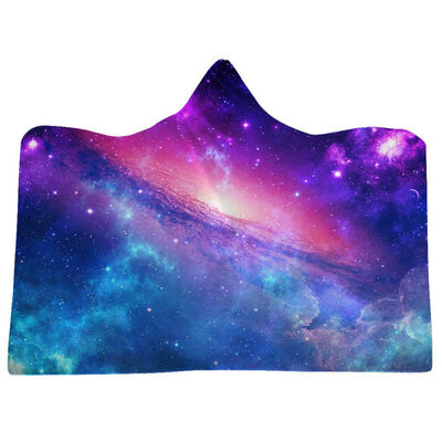 

Starry Sky Plush Printed Microfiber Hooded Blanket Adults Kids Sherpa Fleece Galaxy Wearable Throw Blankets Tv Watching Blanket