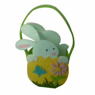 

Happy Easter Bunny Handled Bag Kids Gift Basket Party Rabbit Pouch Decoration