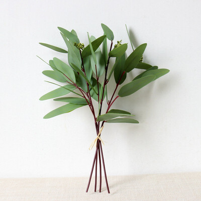 

High Quality Simulation Artificial Plant Round Eucalyptus Leaves Home Decoration Fake Flower Wedding Bouquet Artificial