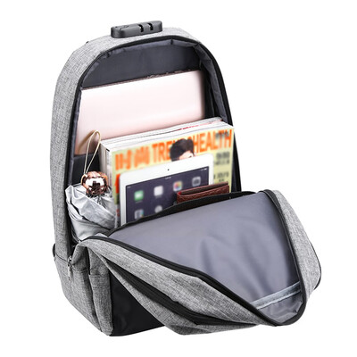 

Multifunction Oxford Laptop Backpack Anti-theft Large Capacity Backpack Schoolbag with Lock & External USB Charging Port