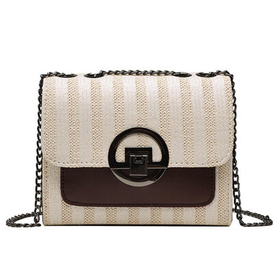 

Women Fashion Lock Ring Buckle Chain Shoulder Bag Faux Leather Crossbody Pouch