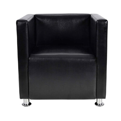 

Black Artificial Leather Club Armchair Modern Tub Design