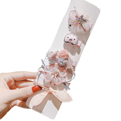 

Childrens Tiara Hairpin Set Kids Baby Girls Sweet Fabric Mesh Bangs Clip Girl Hairpin BB Clip Toddler Baby Girls Hairpin