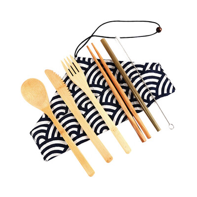 

Toponeto Portable Bamboo Cutlery Travel Eco-friendly Fork Spoon Set Include Reusable Bamb