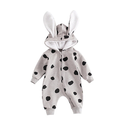 

2019 New Autumn Baby Boy Girl Casual Dot Ear Design Hoodie Romper Infant Long Sleeve Jumpsuit Costumes