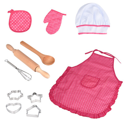 

〖Follure〗Kids Cooking And Baking Set - 11pcs Kitchen Costume Role Play Kits Apron Hat