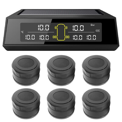 

Wireless Solar Power TPMS Tire Pressure Monitoring System RV Truck TPMS with 6 External Sensors for 4-6 Tires Car RV Truck Tow Tra