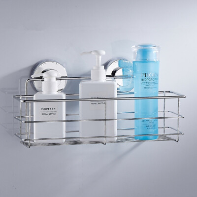 

Non Rust Stainless Steel Bathroom Storage Bath Shower Suction Basket