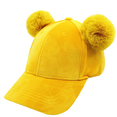 

Boys Girls Children Caps Hats Adjustable Sun Protection Plush Ball Design Casual Visors Hats