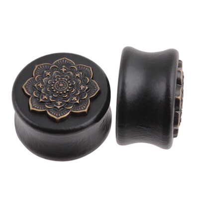 

Vogue Style 10-20mm Trendy Wood Ear Stretcher & Copper Mandala Flowers Ear Stretching Expansion Ear Plug Body Piercing
