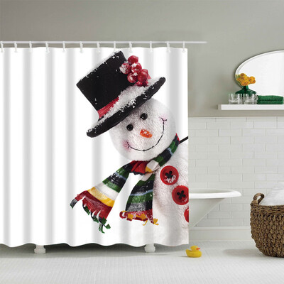 

Gobestart 1PC Custom Merry Christmas Fabric Waterproof Bathroom Shower Curtain 59x71in