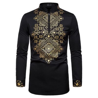 

Tailored Mens Fashion Leisure African Style Printing Long-sleeved Shirt Tops Blouse