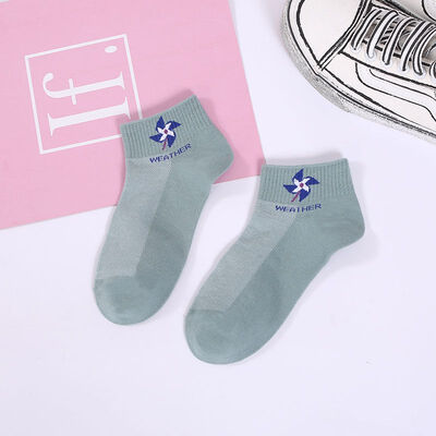 

1 Pair Women Socks Spring Autumn Lady Cotton Cute Cartoon Embroidery Female Korean Style Ankle Socks