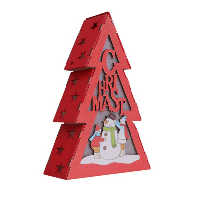 

Tailored LED Light Wood House Cute Christmas Tree Ornaments Window Holiday Decoration