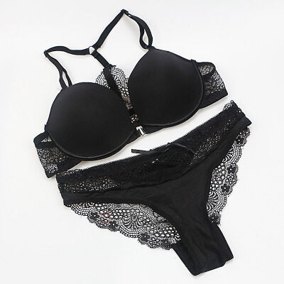 

Front Closure Y Shape Strap Lingerie Set Women Underwire Women Bra & Brief Sets Female Push Up Bras Sets 34 Cup Underwear Set