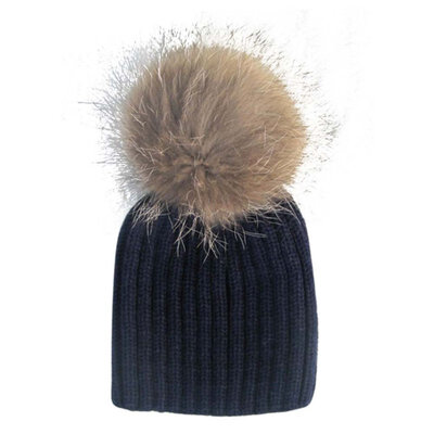 

Children Winter Crochet Hat Child Girl Boy Warm Knit Balaclava Raccoon Fur Hairball Cute Hats Solid Beanie Baby Thickening Cap