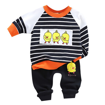 

Autumn Baby Boys Girls Long Sleeve Cartoon Duck Sweatshirt TopsPants Trouser Costume Set Baby Cute Clothes