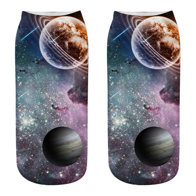 

Women Socks 3D Print Fashion Starry Sky Cotton Socks Women Outter Space Funny Socks For Girl Lady Boat Socks Short Socks