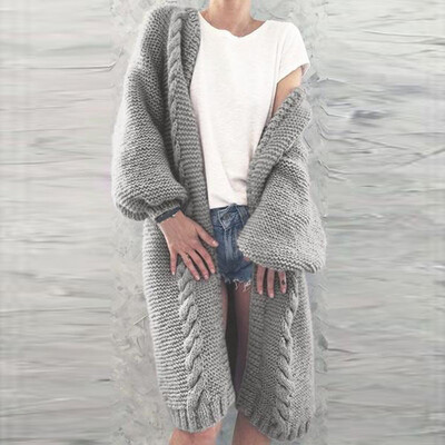 

Women Long Cardigan Midi Coat Casual Sweater Long Sleeve Knitted Outwear Jacket