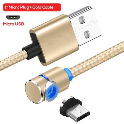 

90 Degree 3 in 1 Led Cable Magnetic Charging Cable for iPhone X 8 7 6 Plus L Nylon Micro USB Cable USB Type-C USB C Cable
