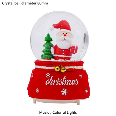 

Music Box Christmas Santa Snowman Crystal Ball Lighting Music Box Snowy For Home Decor Tabletop Ornament Kids Christmas Gift