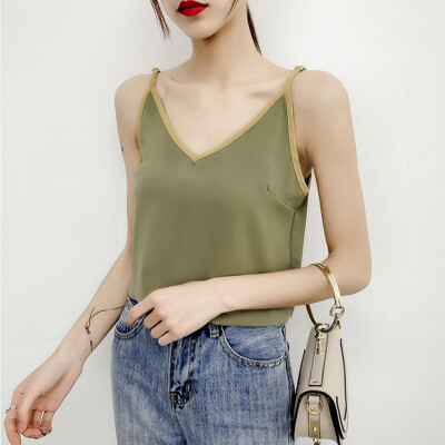 

Women tank top Summer Fashion Concise Sexy All-match Solid Color Sleeveless Slim Fit Camisole