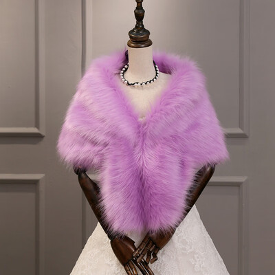 

Faux Fur Collar Cape Shawl Winter Women Solid Long Hair Imitated Fur Scarves Autumn Fashion Irregular Large Shawl